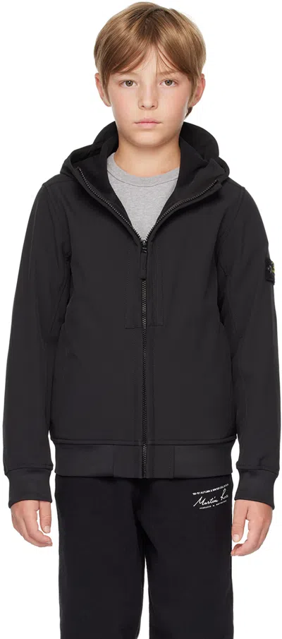 Stone Island Kids Black Logo Patch Jacket In V0029 Black