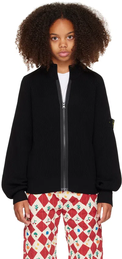 Stone Island Kids Black Zip Sweater In V0029 Black