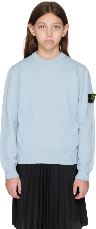Stone Island Kids Blue Crewneck Sweater In V0041 Sky Blue