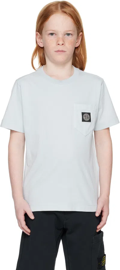 Stone Island Kids Blue Pocket T-shirt In V0041 Sky Blue