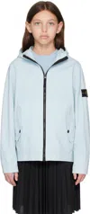 Stone Island Kids Blue Stretch Cotton Jacket In V0041 Sky Blue