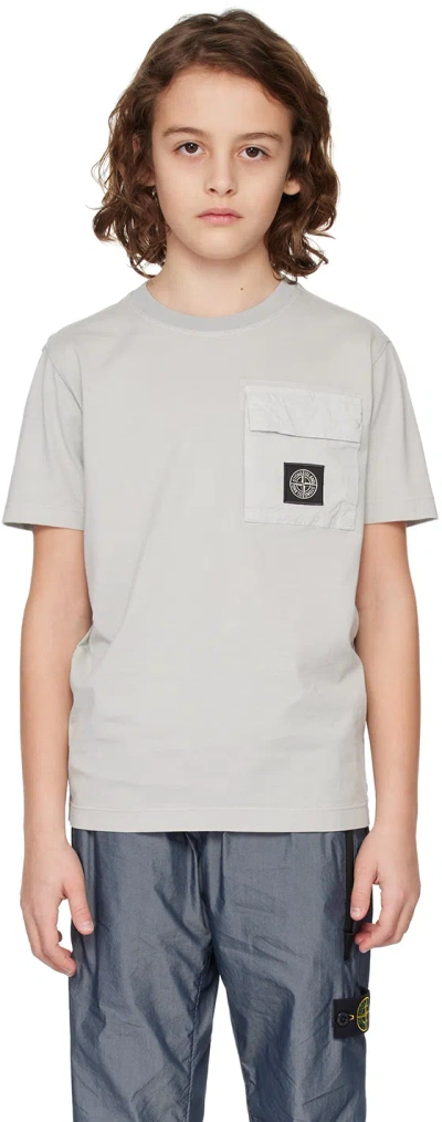 Stone Island Kids Gray 20247 T-shirt In V0061 - Pearl Grey