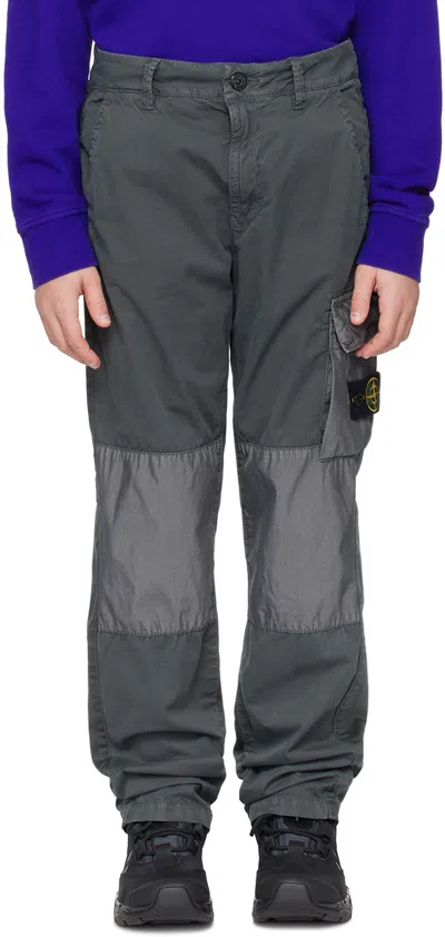 Stone Island Kids Gray 30510 Cargo Pants In V0163 - Blue Grey