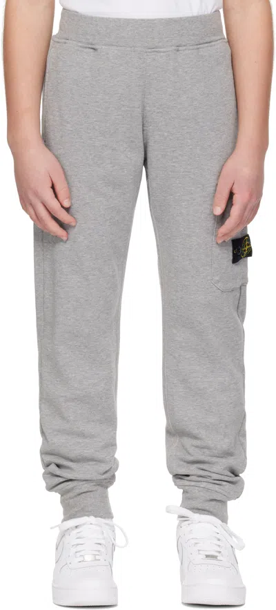 Stone Island Kids Gray 61520 Sweatpants In V0m64 Melange Grey