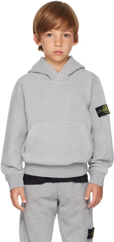 Stone Island Junior Kids Gray 61620 Hoodie In V0m64 Melange Grey