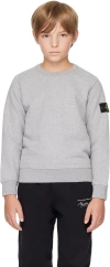 Stone Island Kids Gray Crewneck Sweatshirt In V0m64 Melange Grey