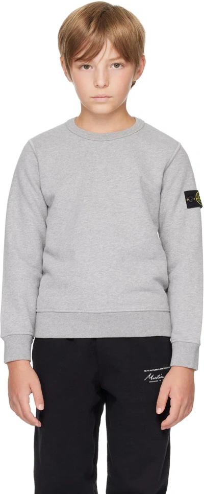 Stone Island Kids Gray Crewneck Sweatshirt In V0m64 Melange Grey