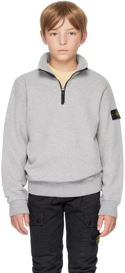 Stone Island Kids Gray Half-zip Sweatshirt In Grey