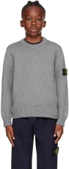 Stone Island Kids Gray Logo Patch Sweater In V0m67 Melange Dark G