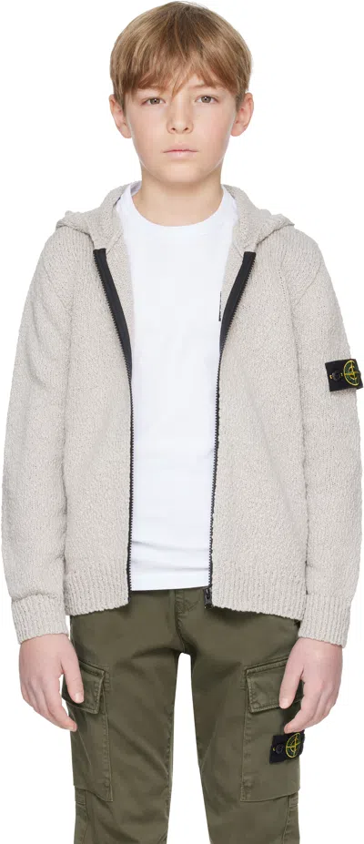 Stone Island Kids Gray Patch Hoodie In V006a Plaster