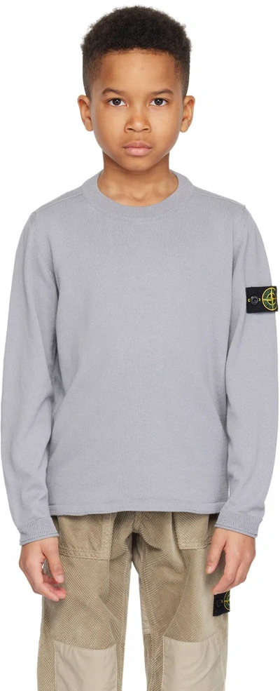 Stone Island Junior Babies' Kids Gray Rolled Edge Sweater In V0061 - Pearl Grey