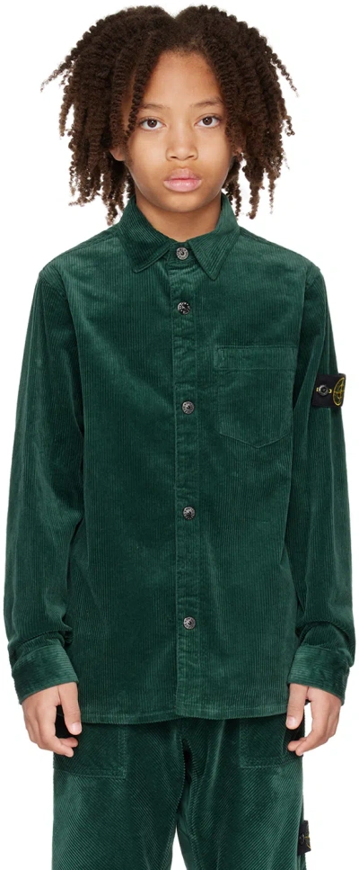 Stone Island Kids Green Patch Shirt In V0053 - Bottle Green