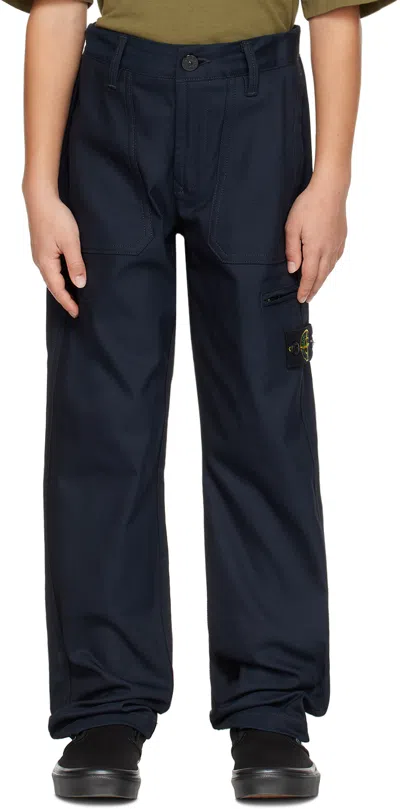 Stone Island Kids Navy 30609 Trousers In V0020 - Navy Blue