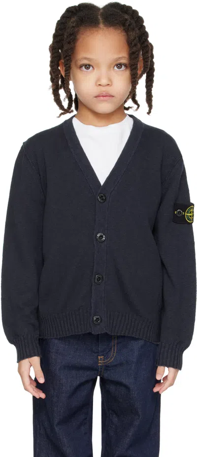 Stone Island Kids Navy Cotton-nylon Cardigan In V0020 Navy Blue