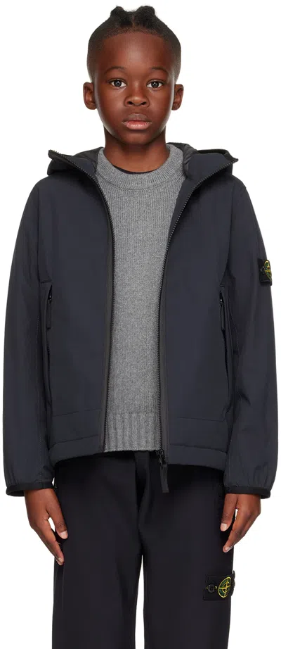 Stone Island Junior Kids Navy Logo Patch Jacket In V0020 Navy Blue