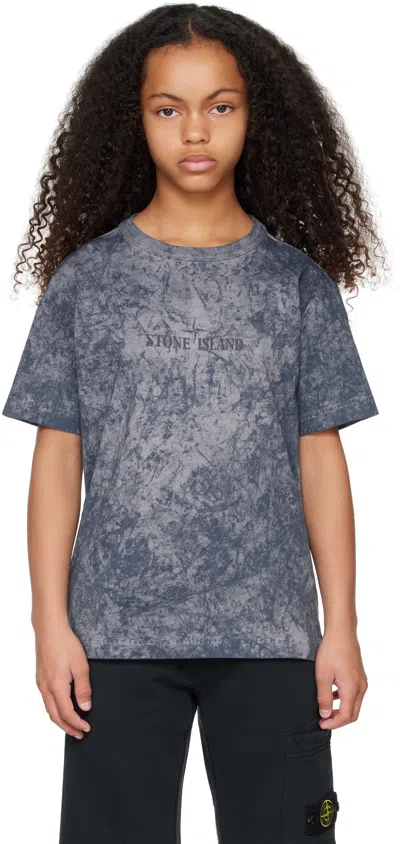 Stone Island Kids Navy Logo T-shirt In V0020 Navy Blue