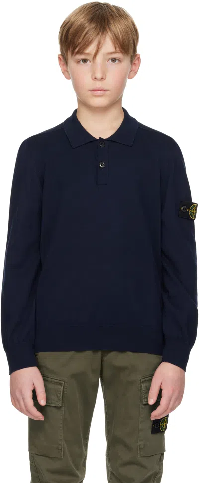 Stone Island Kids Navy Organic Cotton Polo In V0020 Navy Blue