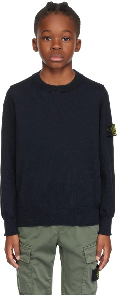 Stone Island Kids Navy Patch Sweater In V0020 - Navy Blue