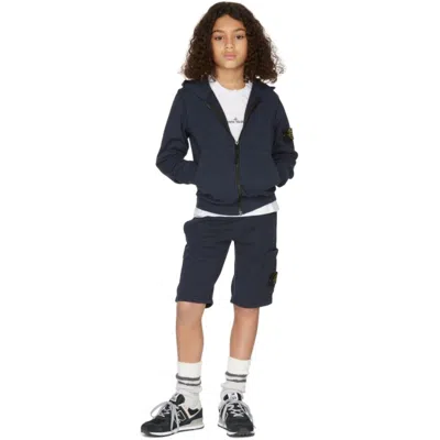 Stone Island Kids Navy Zip-up Hoodie In V0020 Navy Blue