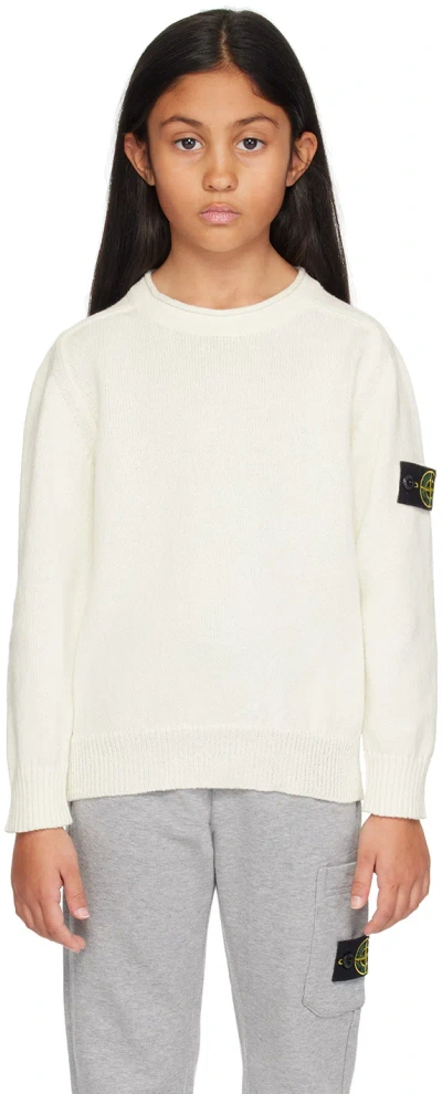 Stone Island Junior Kids Off-white 507d3 Sweater In V0001 - White