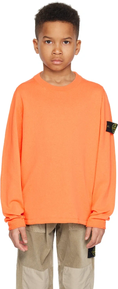 Stone Island Junior Kids Orange Rolled Edge Sweater In V0032 - Orange