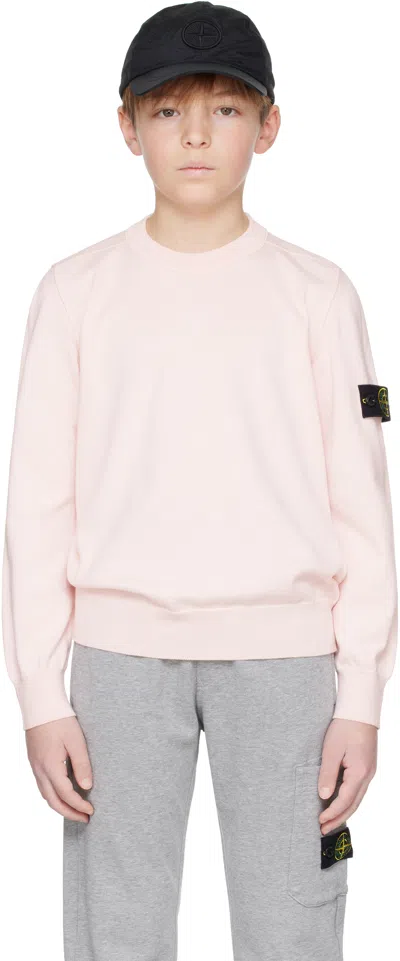 Stone Island Kids Pink Patch Sweater In V0082 Antique Rose