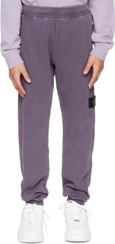 Stone Island Junior Kids Purple Logo Patch Sweatpants In V0126 Ink