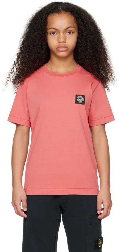 Stone Island Kids Red 20147 30/1 Cotton Jersey T-shirt In V0089 Geranium