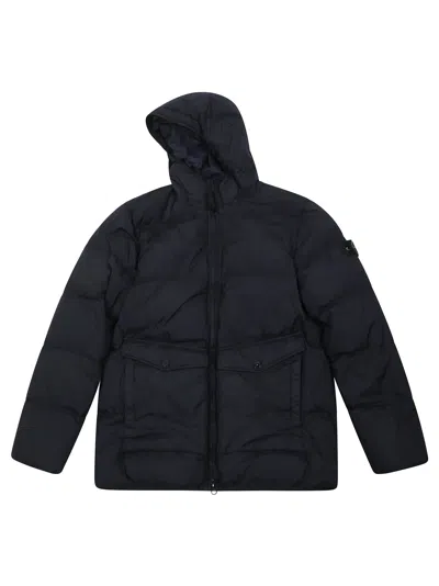 Stone Island Junior Kids Short Parka Jacket In Blu