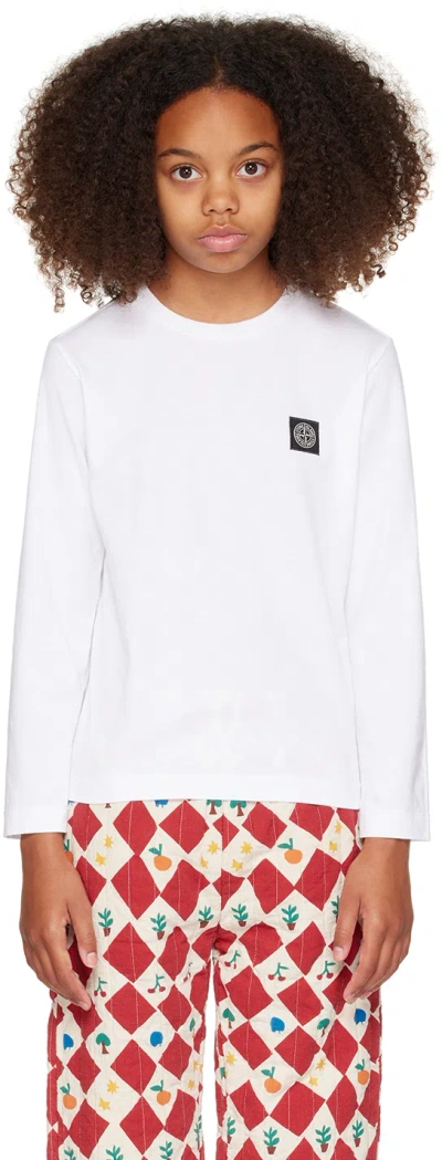 Stone Island Kids White 20447 Long Sleeve T-shirt In V0001 White