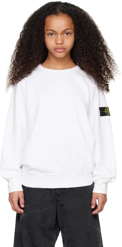 Stone Island Kids White 61320 Organic Cotton Sweatshirt In V0001 White