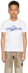 STONE ISLAND JUNIOR KIDS WHITE CREWNECK T-SHIRT