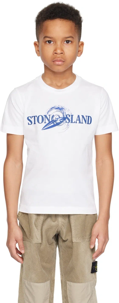 Stone Island Junior Kids White Crewneck T-shirt In V0001 - White