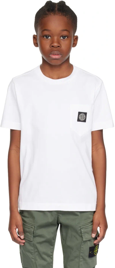 Stone Island Junior Kids White Patch Pocket T-shirt In V0001 - White