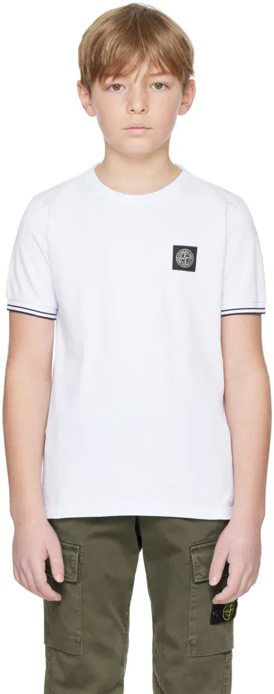Stone Island Kids White Patch T-shirt In V1001 White