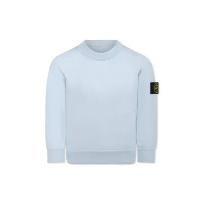 Stone Island Kids' Light Blue Sweater For Boy With Compass