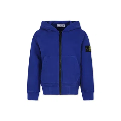 Stone Island Kids' Light Blue Sweatshirt For Boy With Compass