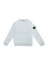 Stone Island Light Blue Sweatshirt With Round Neck And Logo Patch On The Sleeve In Cotton Boy In Light Blue