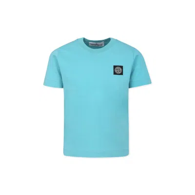Stone Island Kids' Light Blue T-shirt For Boy With Compass