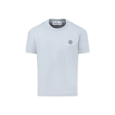 Stone Island Kids' Light Blue T-shirt For Boy With Compass