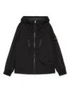 Stone Island Kids Boys Black Cotton Hoodie With Logo In Black