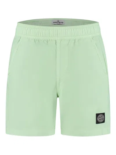Stone Island Junior Kids' Logo-appliqué Swim Shorts In Green