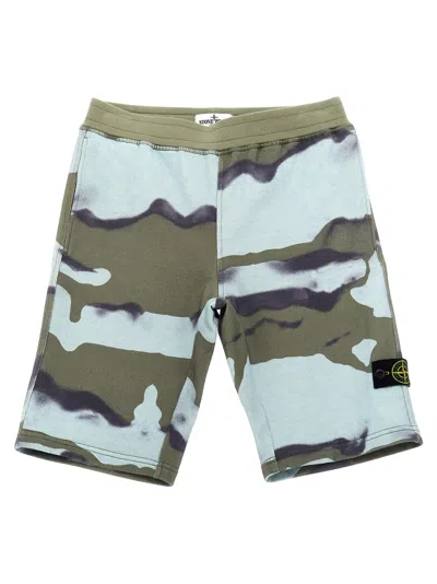 Stone Island Kids' Logo Badge Bermuda Shorts In Multi