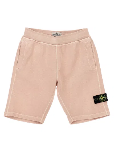 Stone Island Junior Logo Badge Bermuda Shorts In Pink
