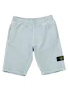 Stone Island Logo Badge Bermuda Shorts In Light Blue