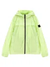 Stone Island Logo Badge Hooded Jacket In Green