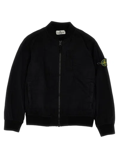 Stone Island Junior Kids' Logo Badge Jacket In Black