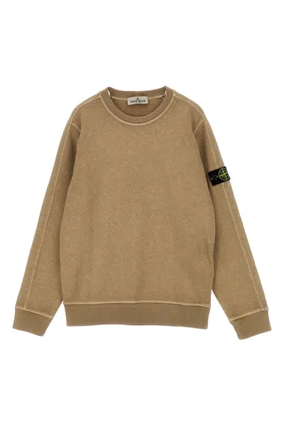 Stone Island Kids'  Junior Logo Badge Sweatshirt In Brown