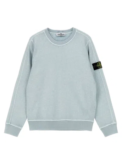 Stone Island Kids' Logo Badge Sweatshirt In Light Blue