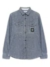 Stone Island Logo Denim Shirt In Blue